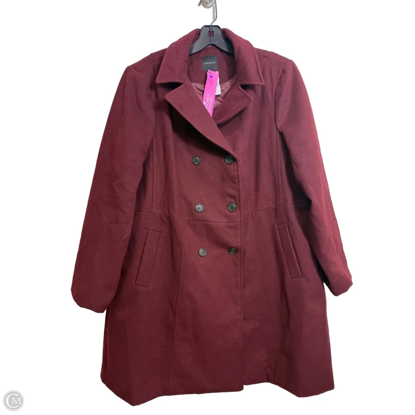 Coat Peacoat By Lane Bryant In Maroon, Size: 20