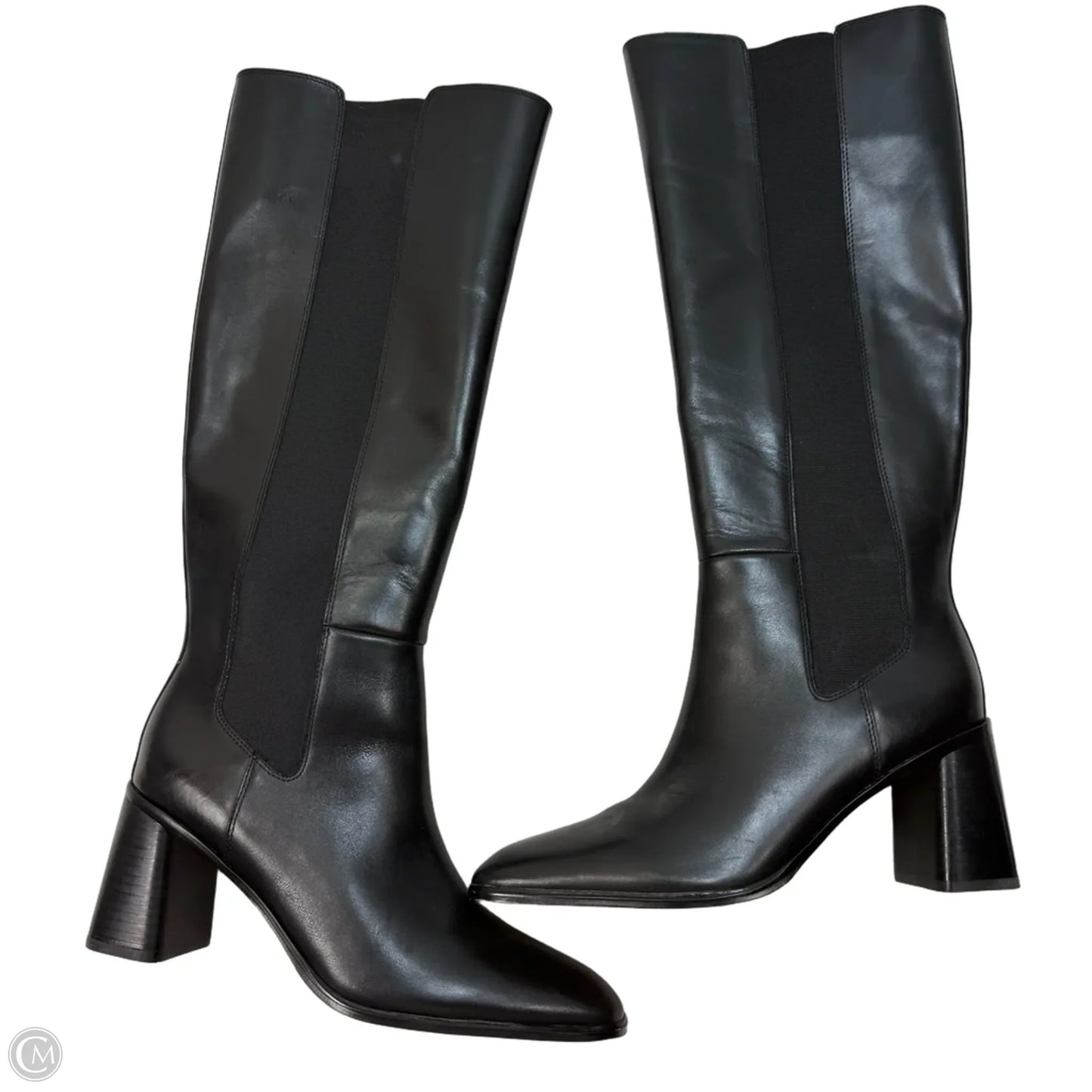 Boots Knee Heels By Clothes Mentor In Black, Size: 9