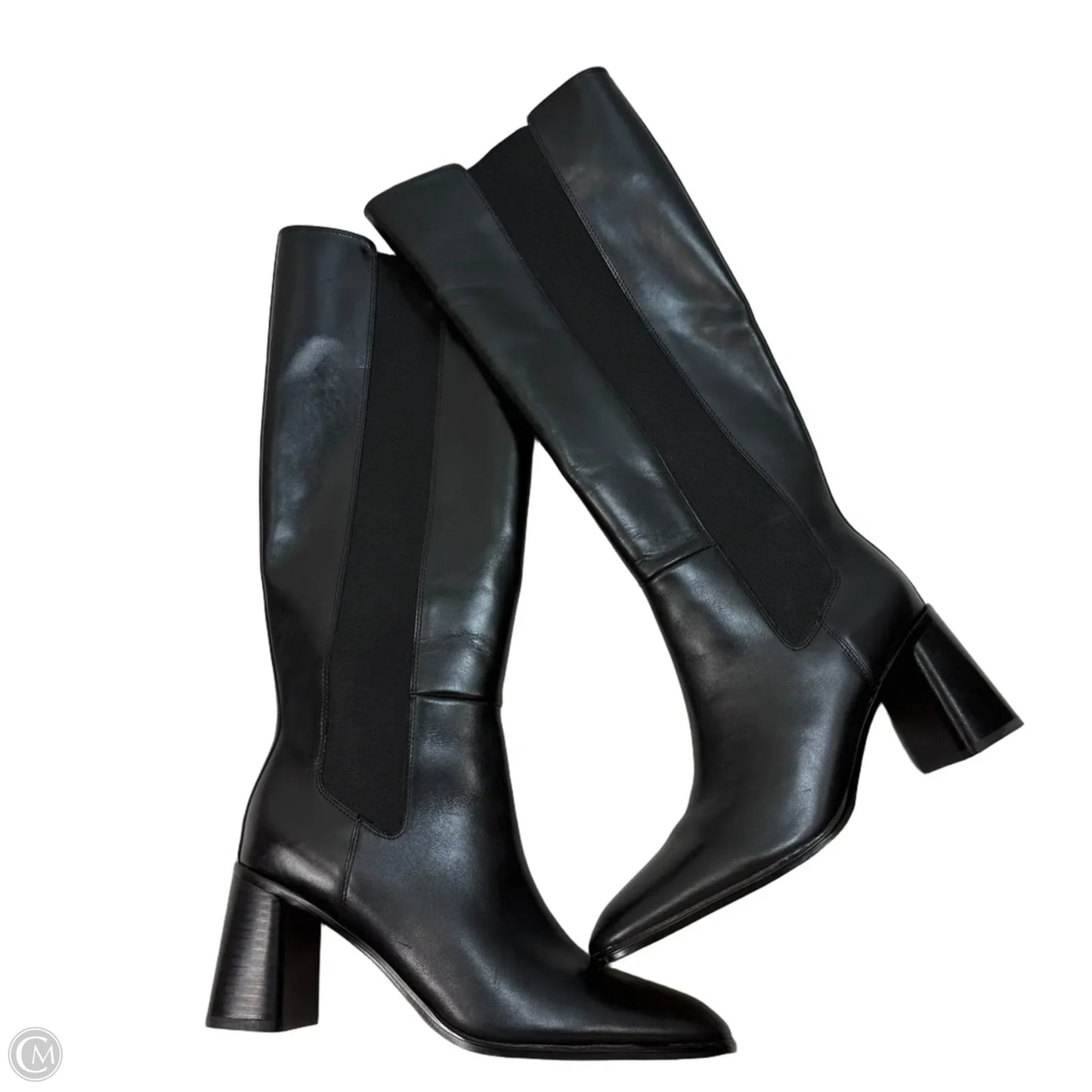 Boots Knee Heels By Clothes Mentor In Black, Size: 9