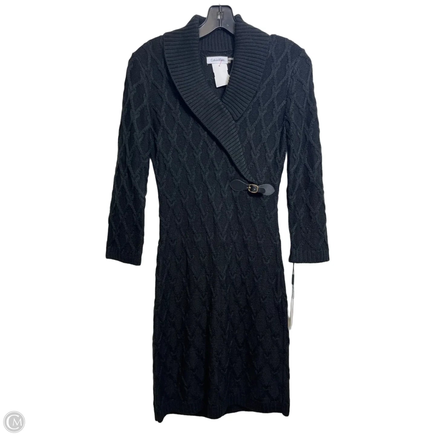 Sweater Dress Casual Short By Calvin Klein In Black, Size: S