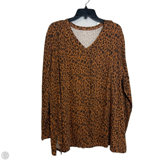 Top Long Sleeve Basic By Lane Bryant In Leopard Print, Size: 22