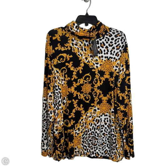 Top Long Sleeve By Iman In Black & Gold, Size: 2x