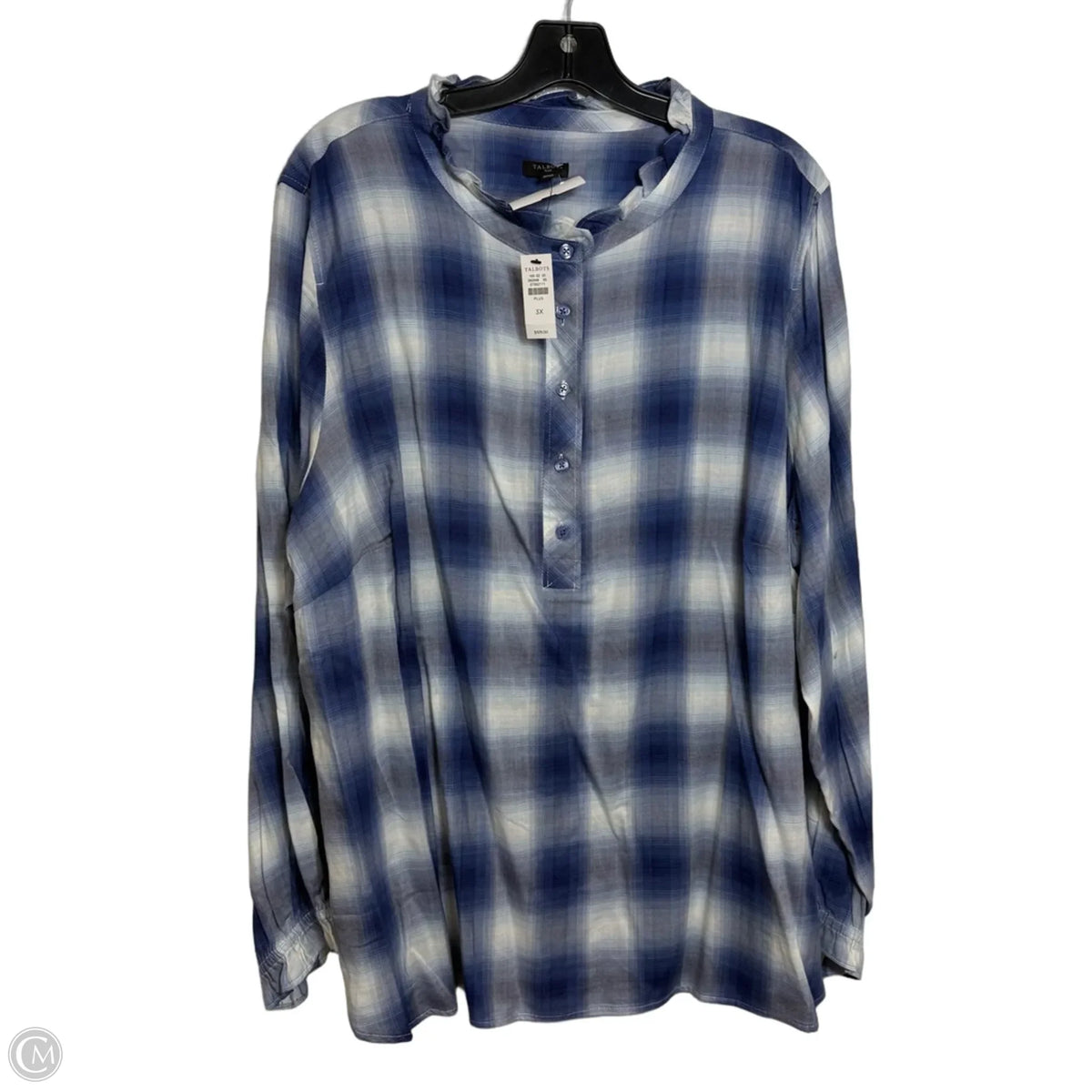 Top Long Sleeve By Talbots In Plaid Pattern, Size: 3x