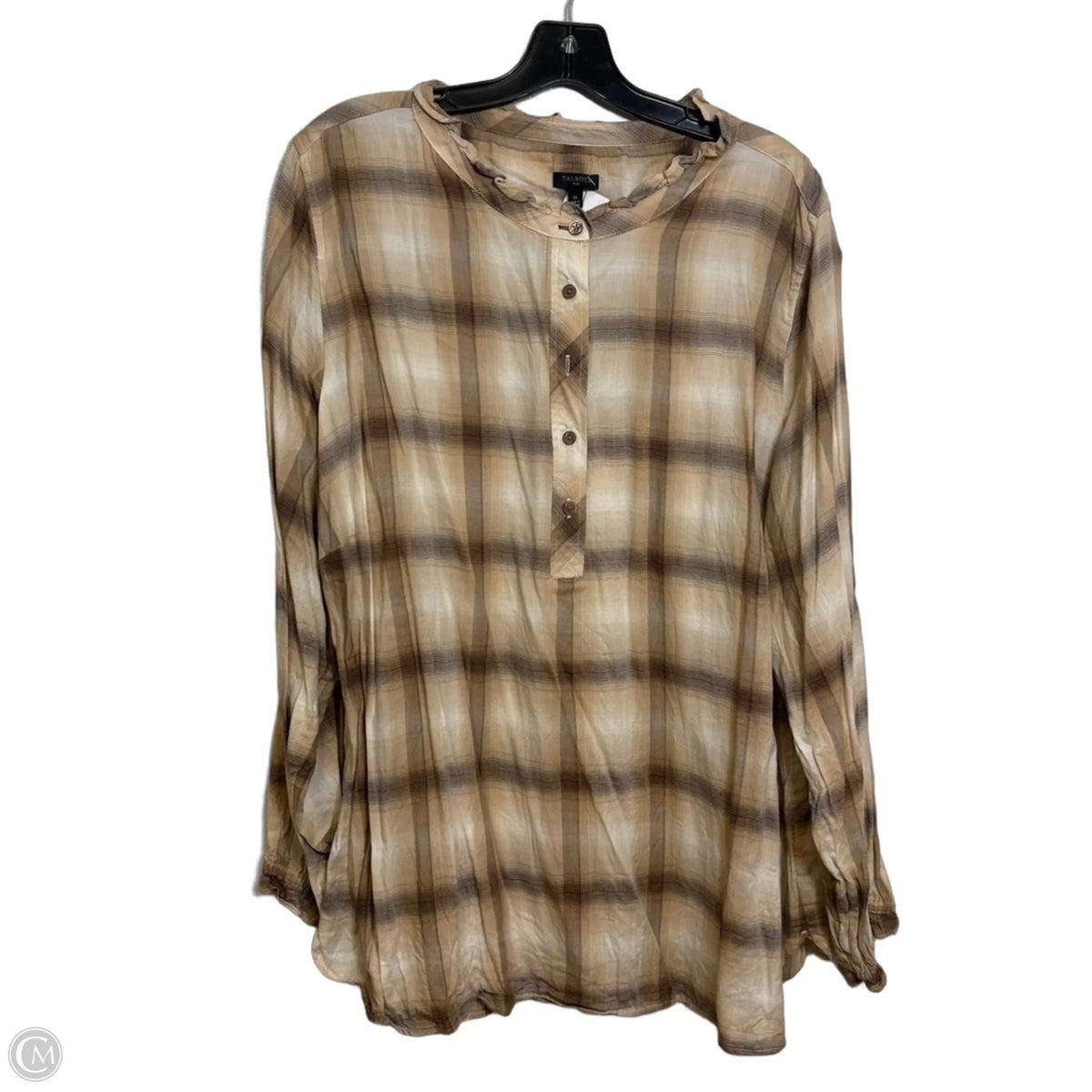 Top Long Sleeve By Talbots In Plaid Pattern, Size: 3x