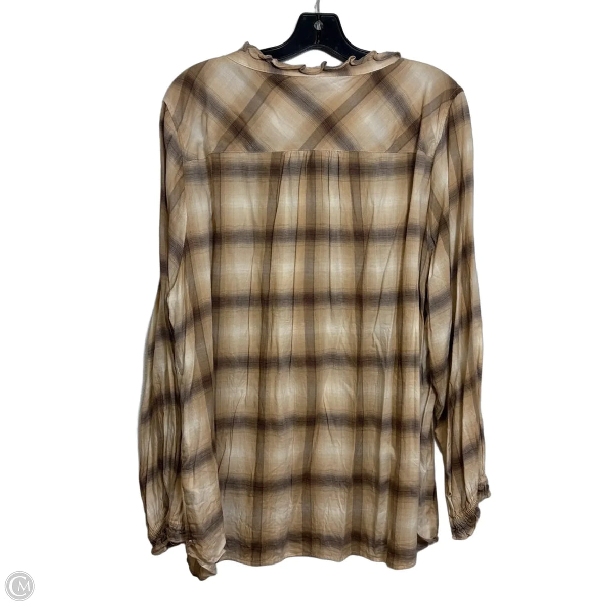 Top Long Sleeve By Talbots In Plaid Pattern, Size: 3x