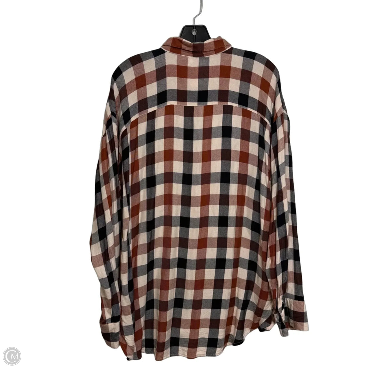 Top Long Sleeve By Loft In Plaid Pattern, Size: L