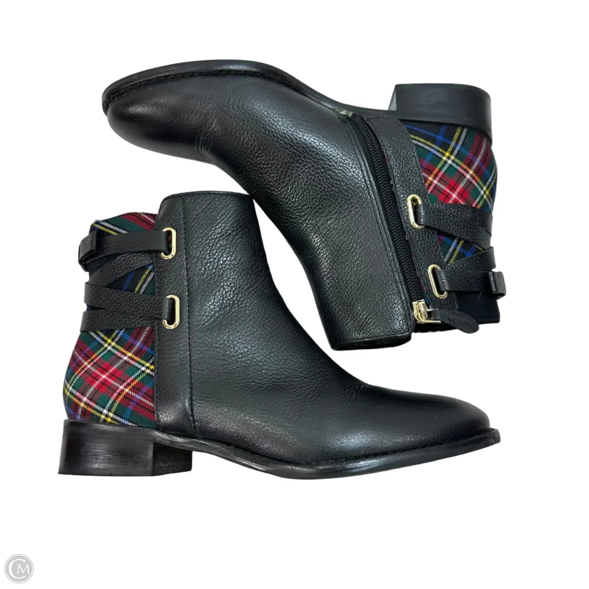 Boots Ankle Flats By Talbots In Plaid Pattern, Size: 7.5