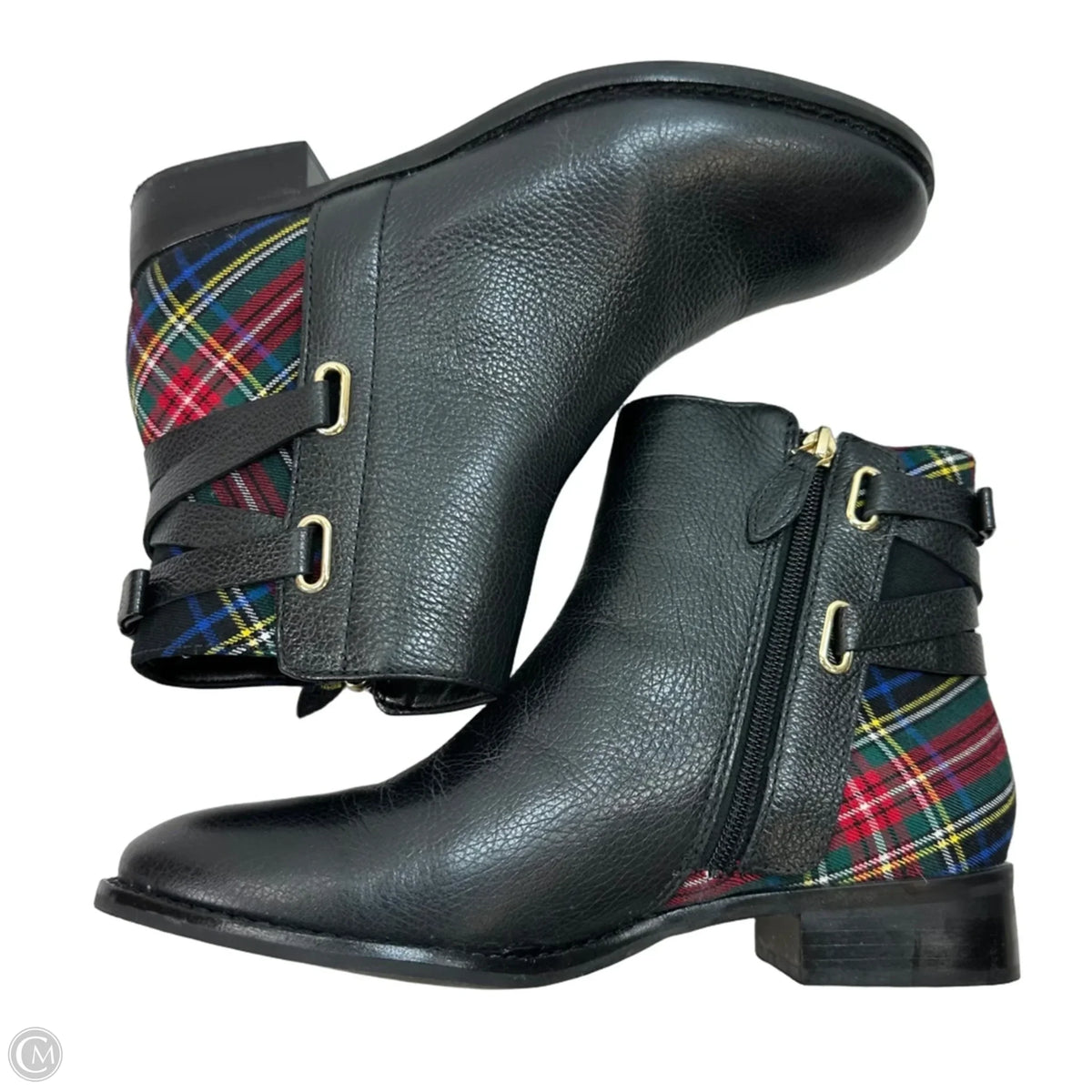 Boots Ankle Flats By Talbots In Plaid Pattern, Size: 7.5