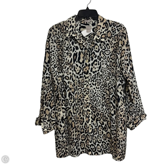 Top Long Sleeve By Chicos In Leopard Print, Size: Xl