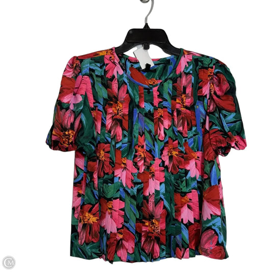 Top Short Sleeve By Nicole Miller In Floral Print, Size: M
