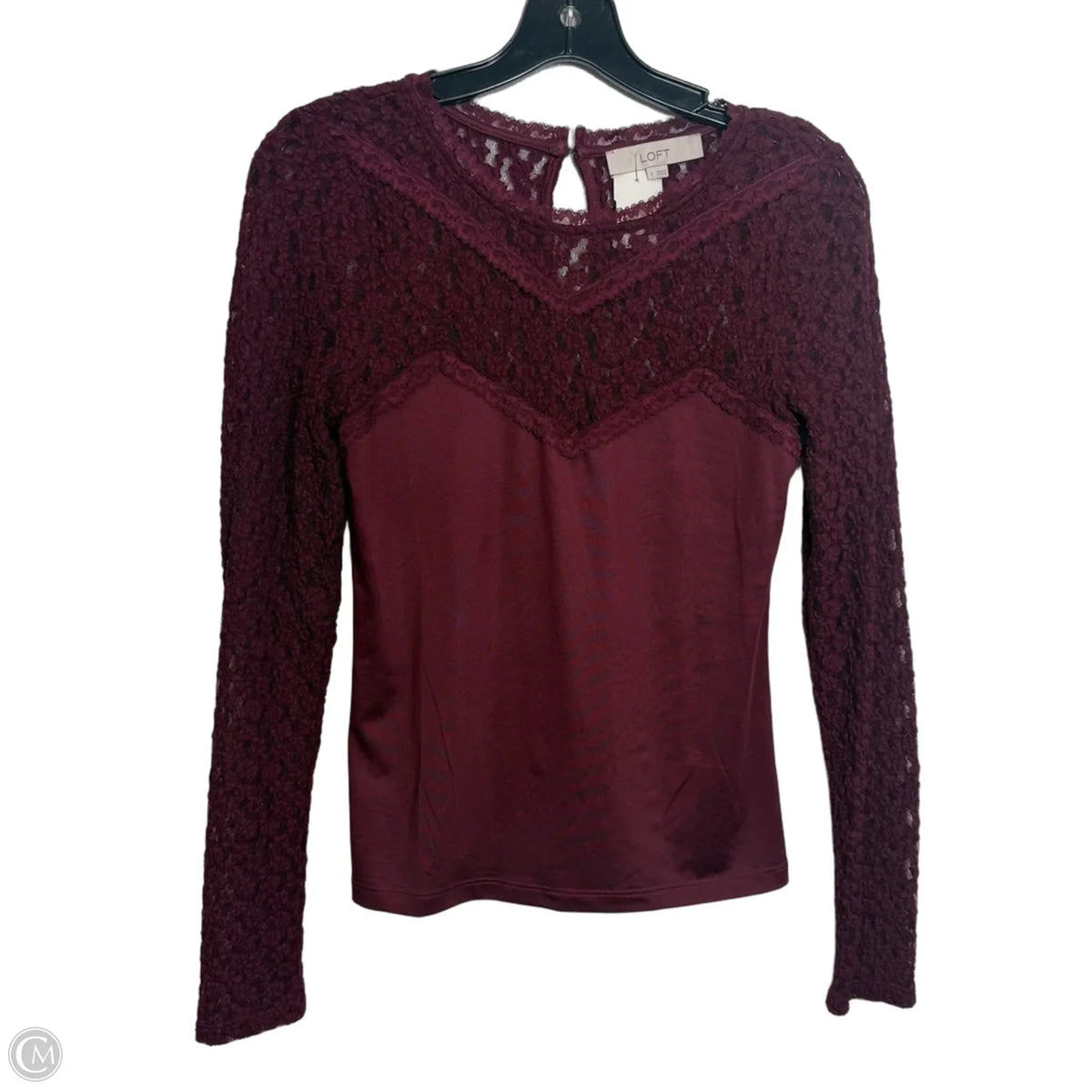 Top Long Sleeve By Loft In Maroon, Size: S