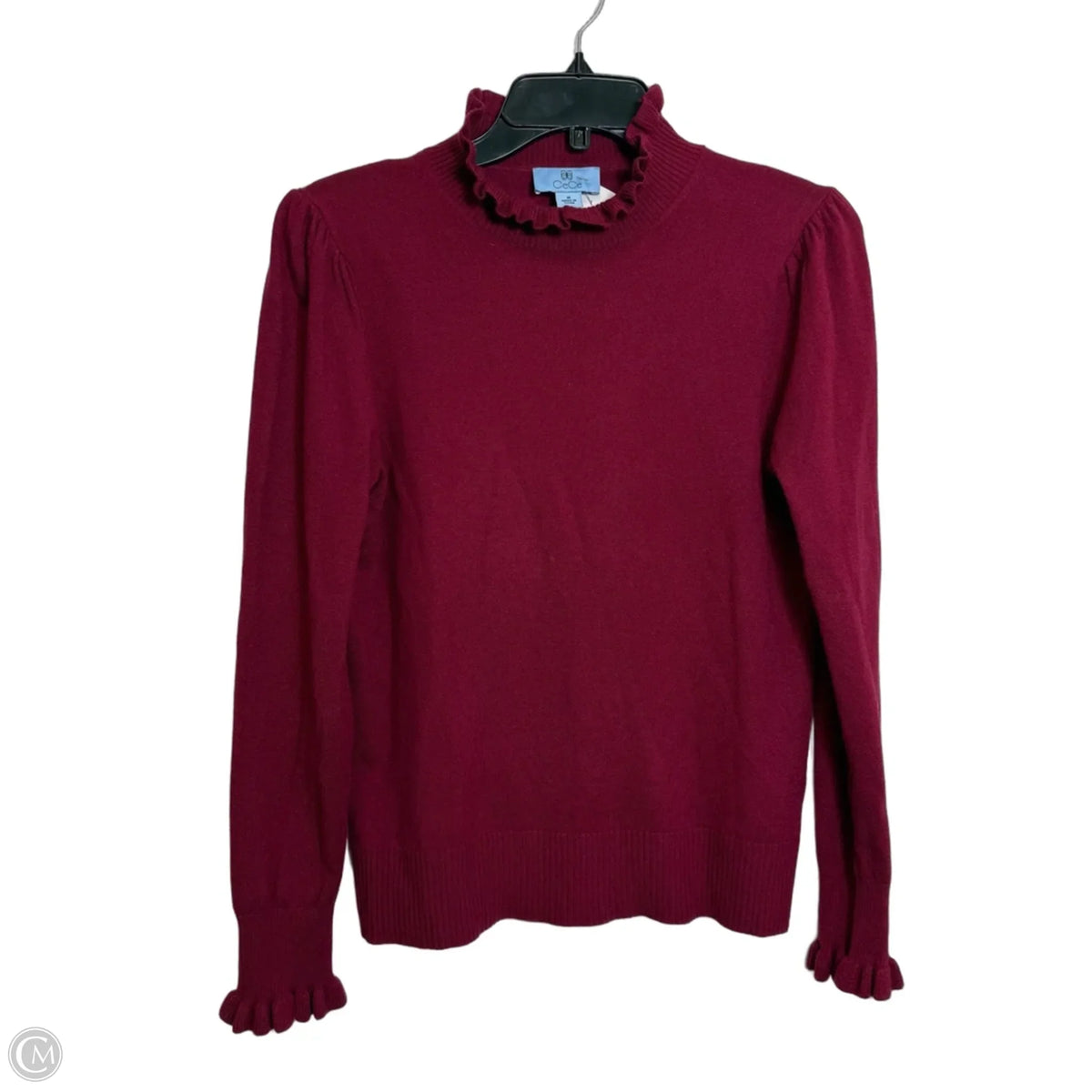Top Long Sleeve By Cece In Maroon, Size: M