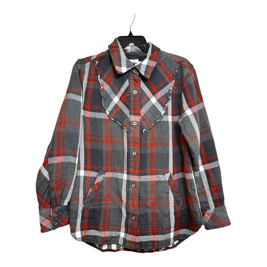 Top Long Sleeve By Cabi In Plaid, Size: M