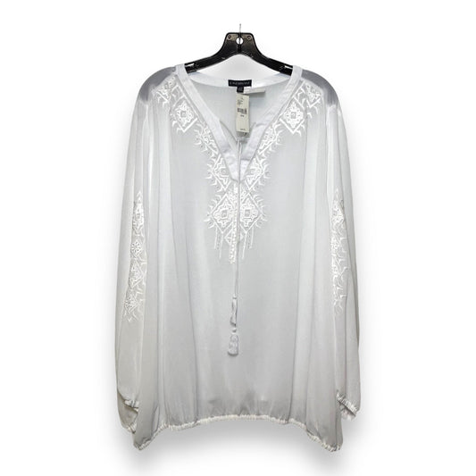 Top Long Sleeve By Lane Bryant In White, Size: 3x