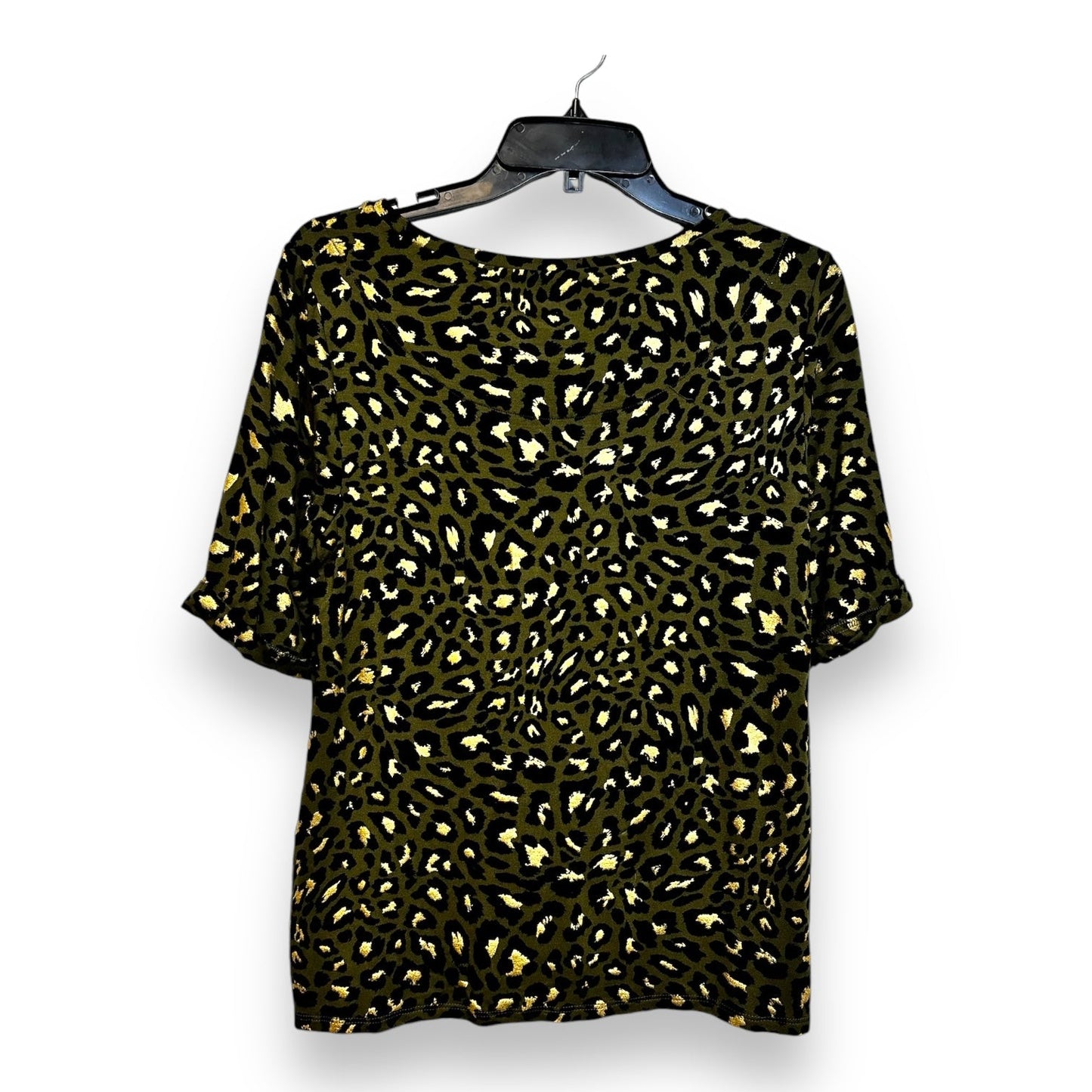 Top Short Sleeve Basic By Chicos In Leopard Print, Size: L