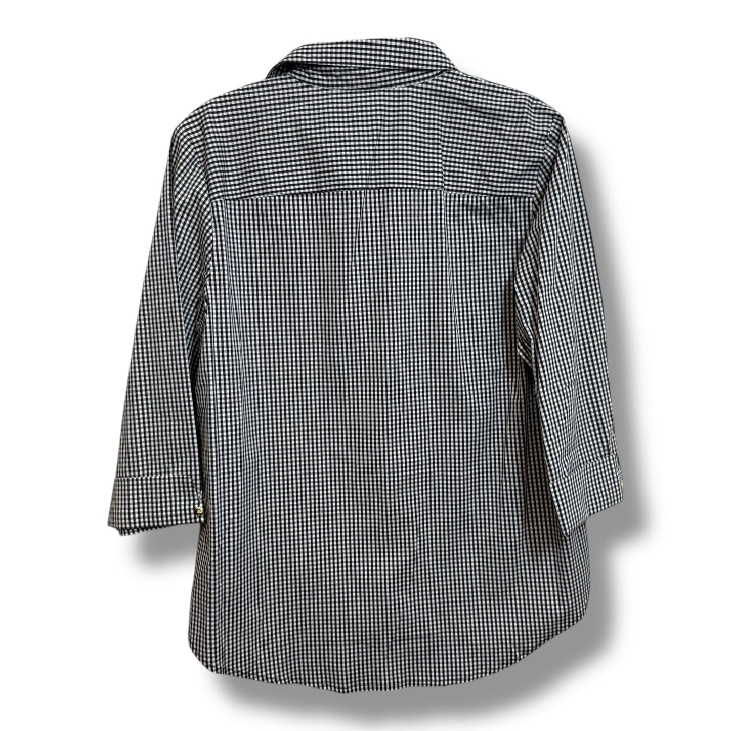 Top 3/4 Sleeve Basic By Anne Klein In Checkered Pattern, Size: M