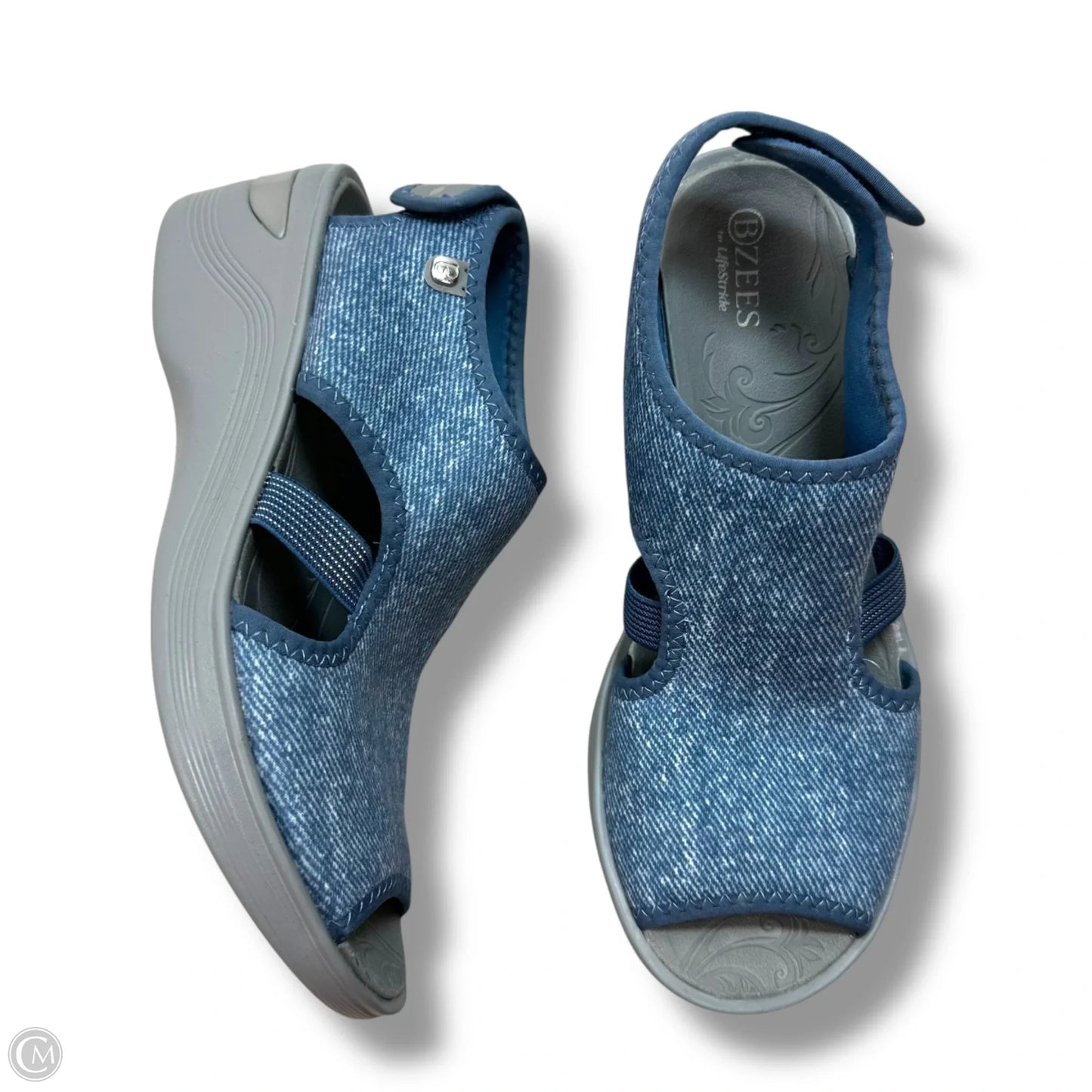 Sandals Heels Wedge By Bzees In Blue, Size: 7