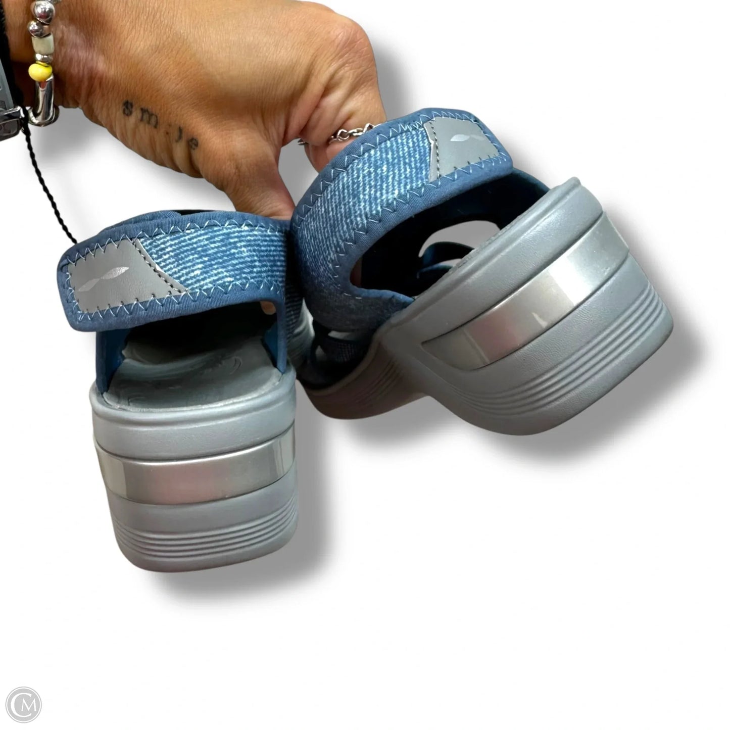 Sandals Heels Wedge By Bzees In Blue, Size: 7