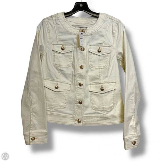 Jacket Denim By Talbots In White, Size: Xs