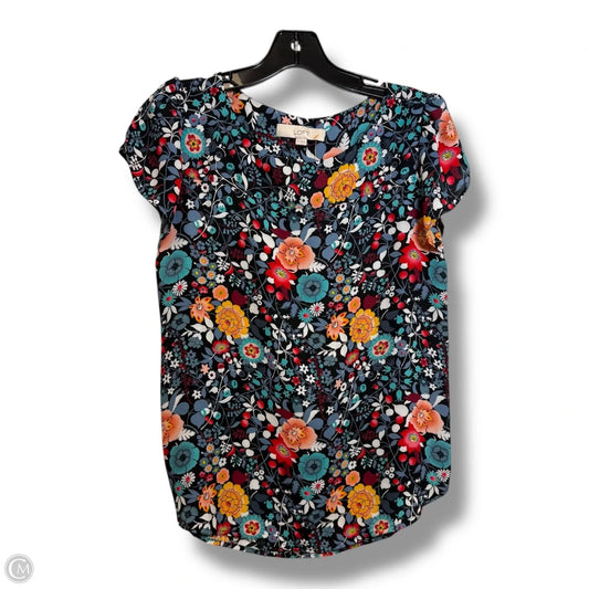 Top Short Sleeve Basic By Loft In Floral Print, Size: Xs