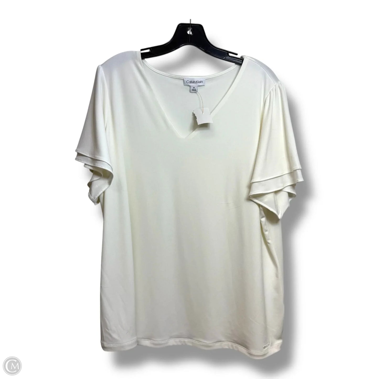 Top Short Sleeve Basic By Calvin Klein In Cream, Size: 1x