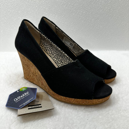 Black Shoes Heels Espadrille Wedge Toms, Size 6.5