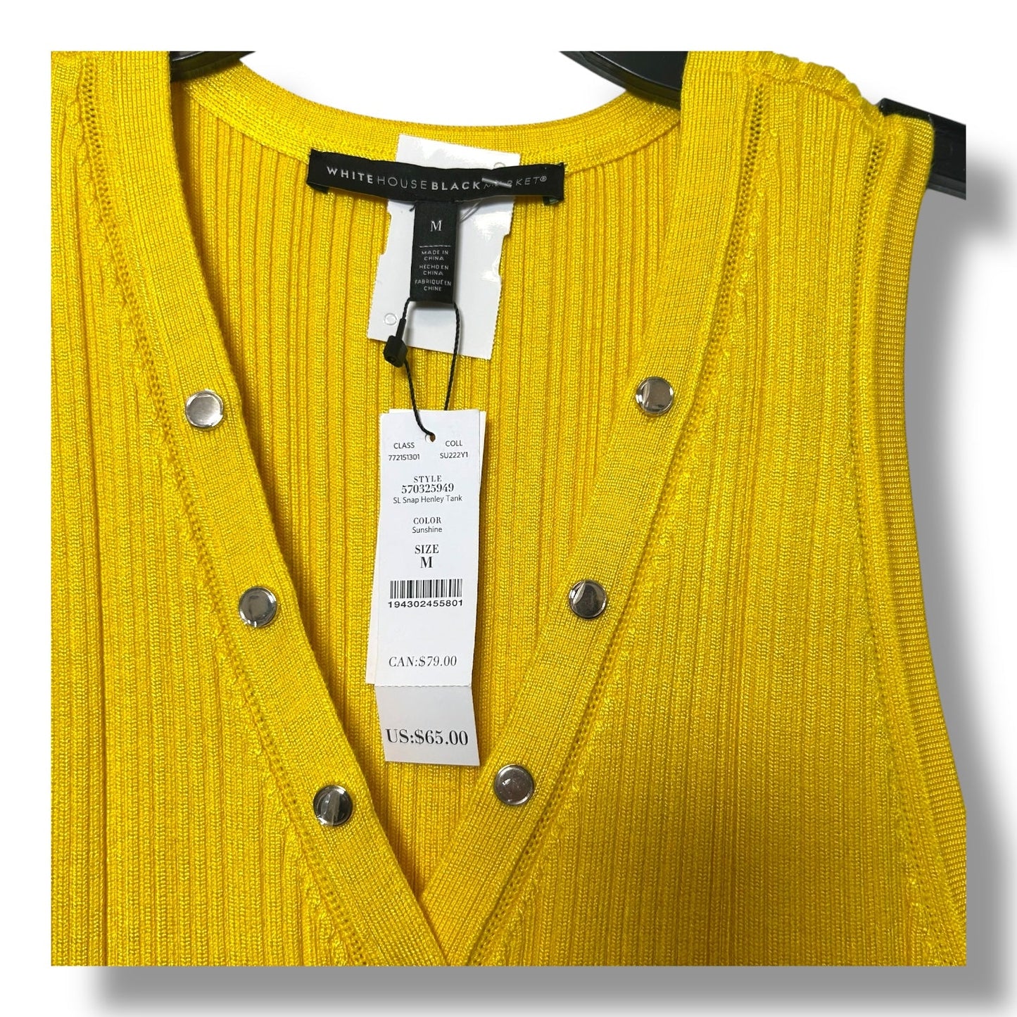 Top Sleeveless By White House Black Market In Yellow, Size: M