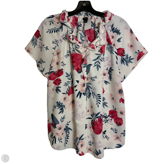 Top Short Sleeve By Ann Taylor In Floral Print, Size: L