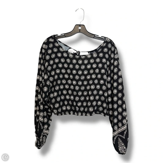 Top Long Sleeve By Nicole Miller In Black & White, Size: M