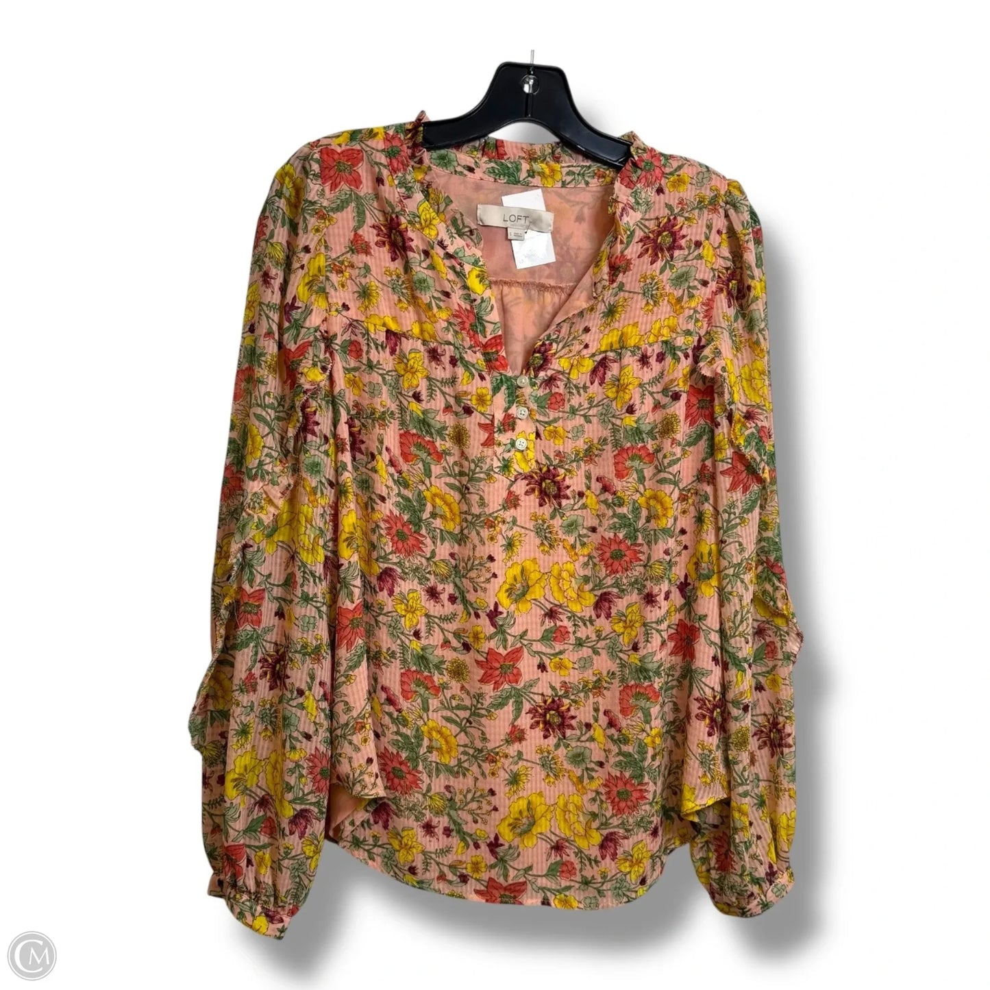 Top Long Sleeve Basic By Loft In Geometric Pattern, Size: S