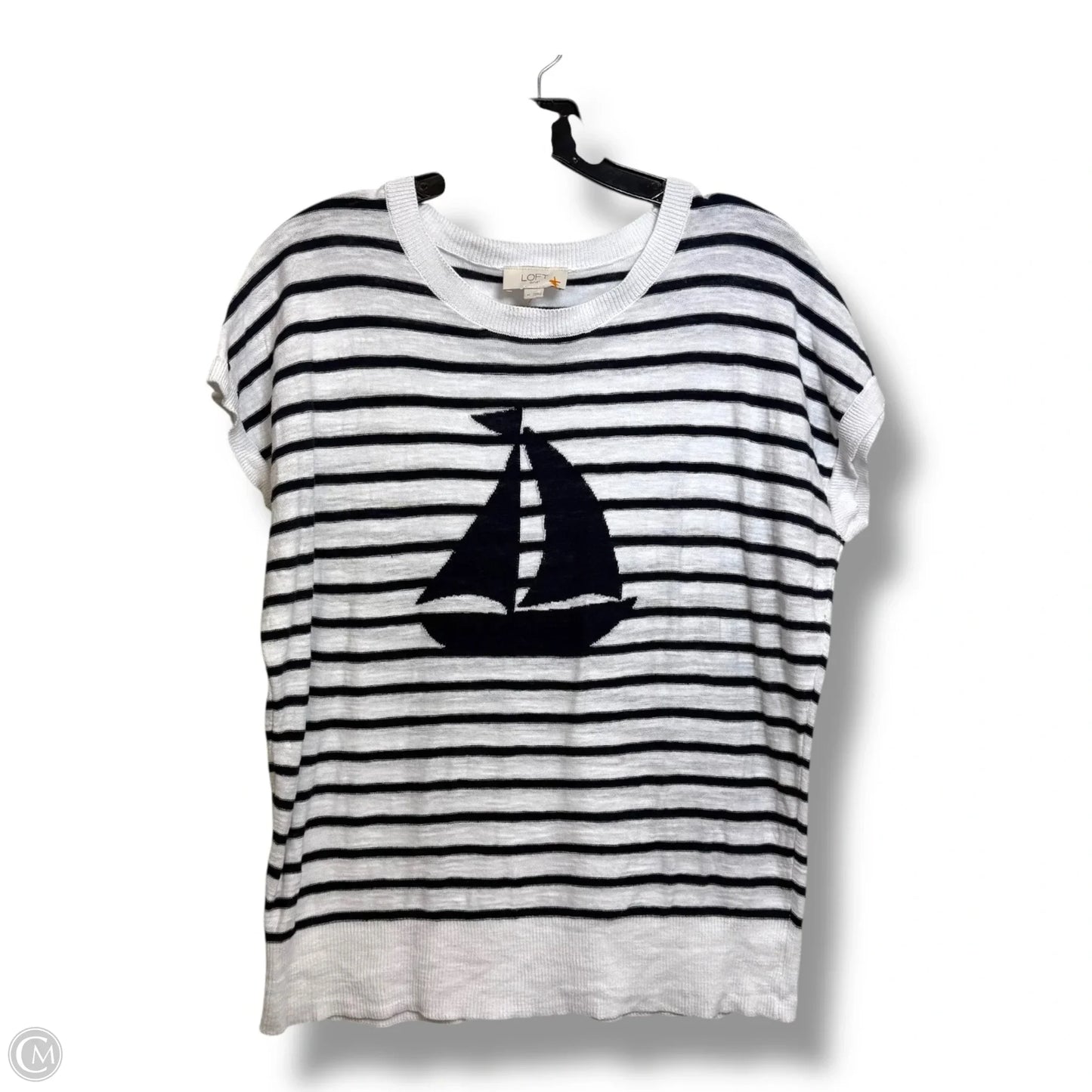 Top Short Sleeve By Loft In Navy, Size: M