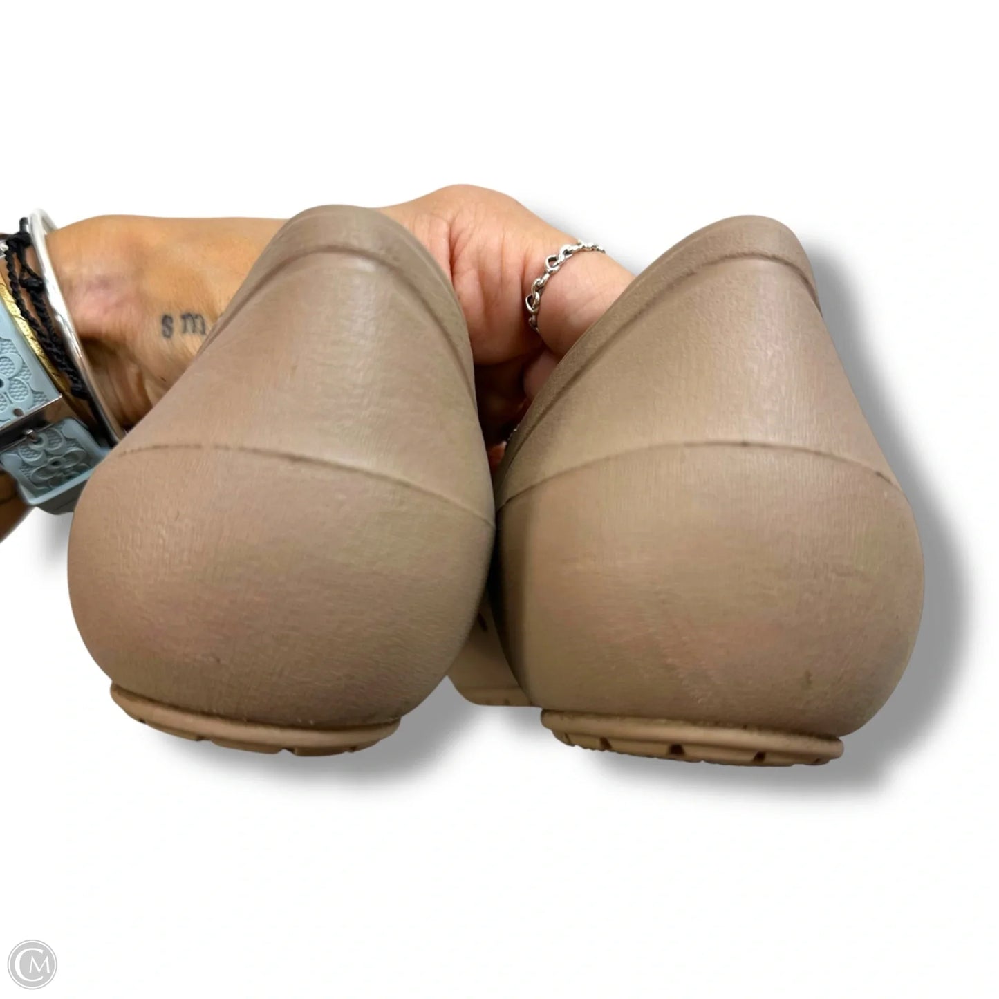 Shoes Flats By Crocs In Brown, Size: 9