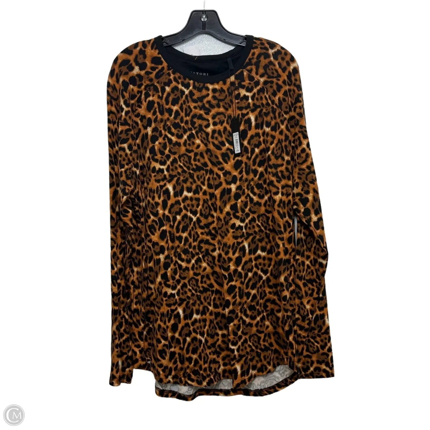 Top Long Sleeve By Natori In Leopard Print, Size: Xl