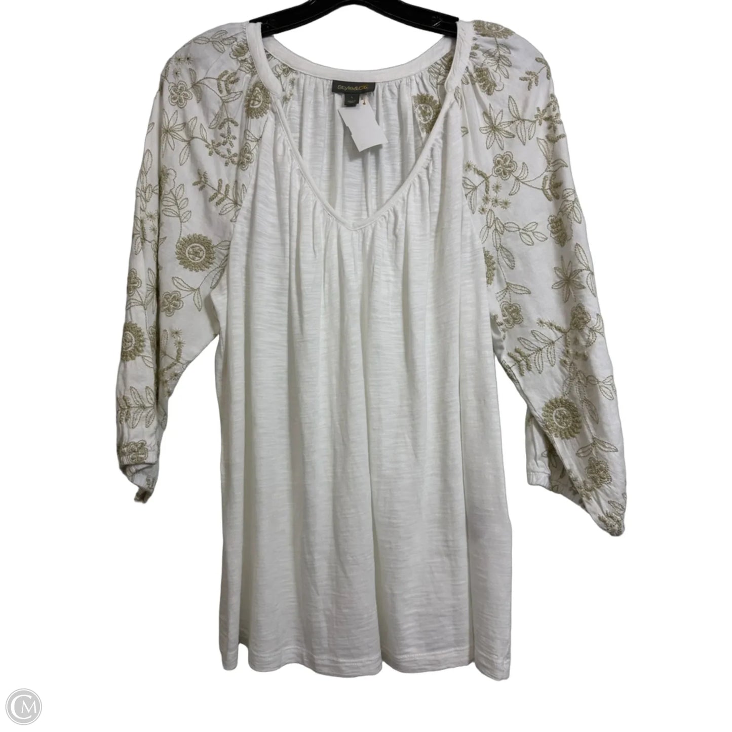 Top Long Sleeve Basic By Style And Company In White, Size: L