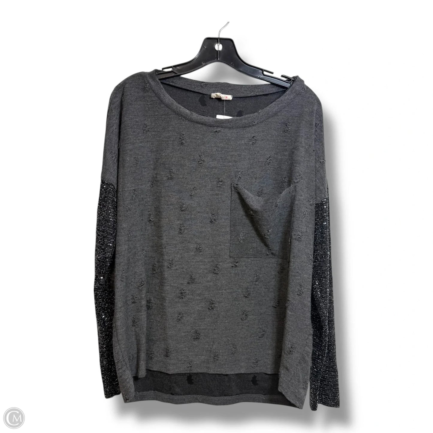 Top Long Sleeve By Bibi In Grey, Size: M