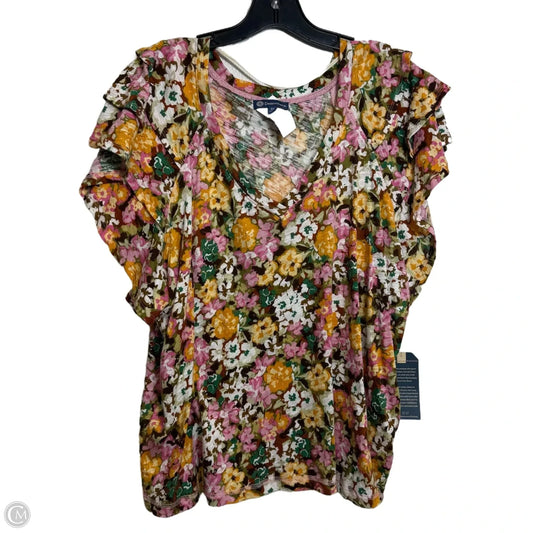 Top Short Sleeve By Democracy In Floral Print, Size: 2x