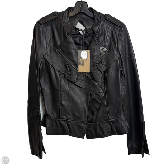 Jacket Leather By Clothes Mentor In Black, Size: M