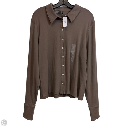 Top Long Sleeve Basic By Gap In Brown, Size: Xxl
