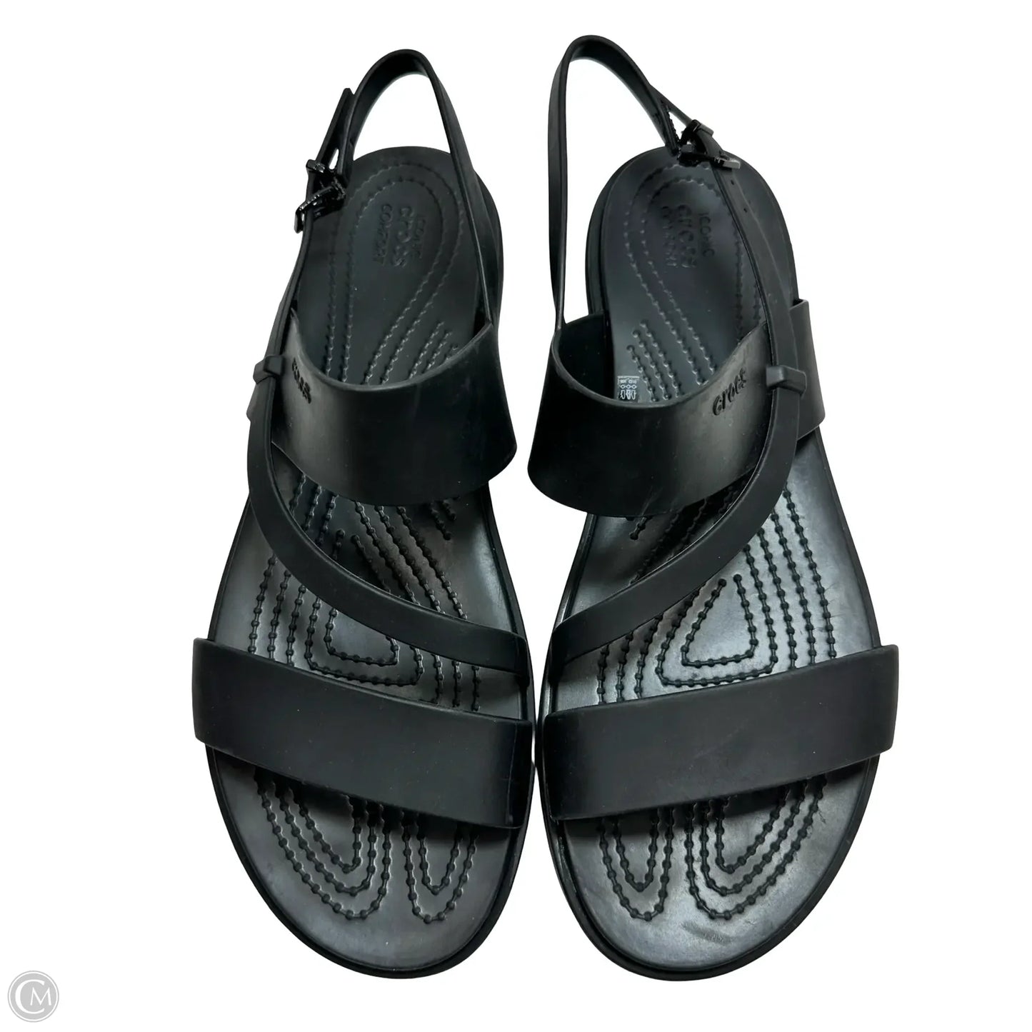 Sandals Flats By Crocs In Black, Size: 10