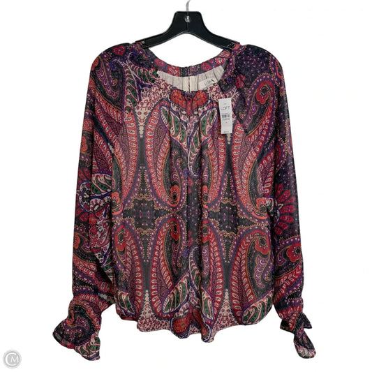 Top Long Sleeve By Loft In Paisley Print, Size: M