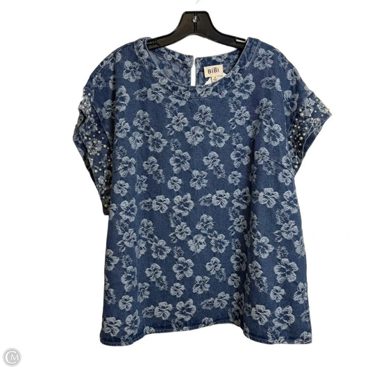 Top Sleeveless By Bibi In Blue Denim, Size: 1x