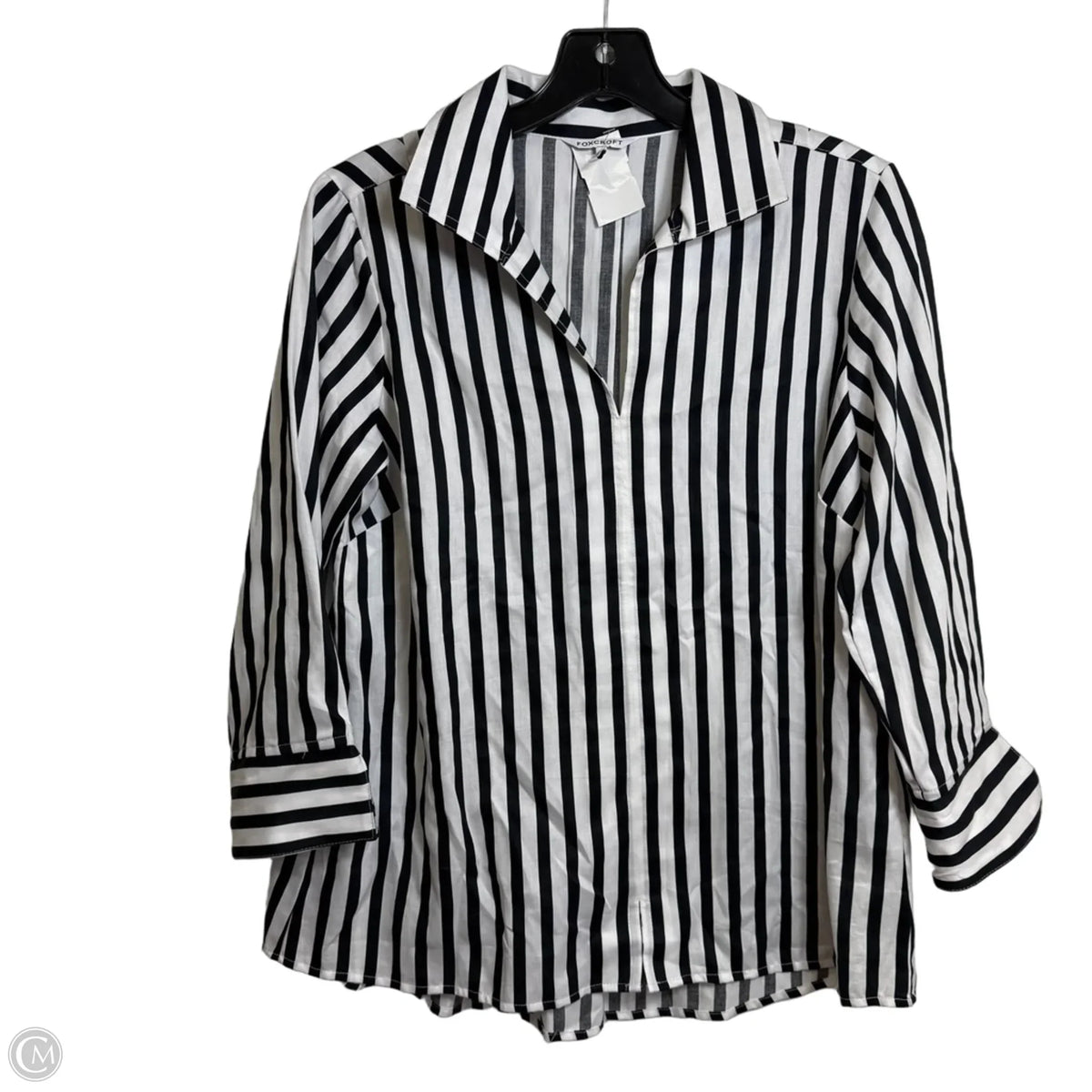 Top Long Sleeve By Foxcroft In Striped Pattern, Size: Xs