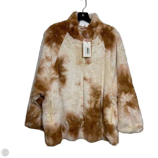 Jacket Faux Fur & Sherpa By Entro In Brown & Cream, Size: Xl