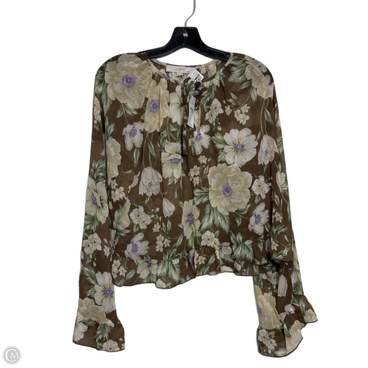 Top Long Sleeve By Loft In Floral Print, Size: M