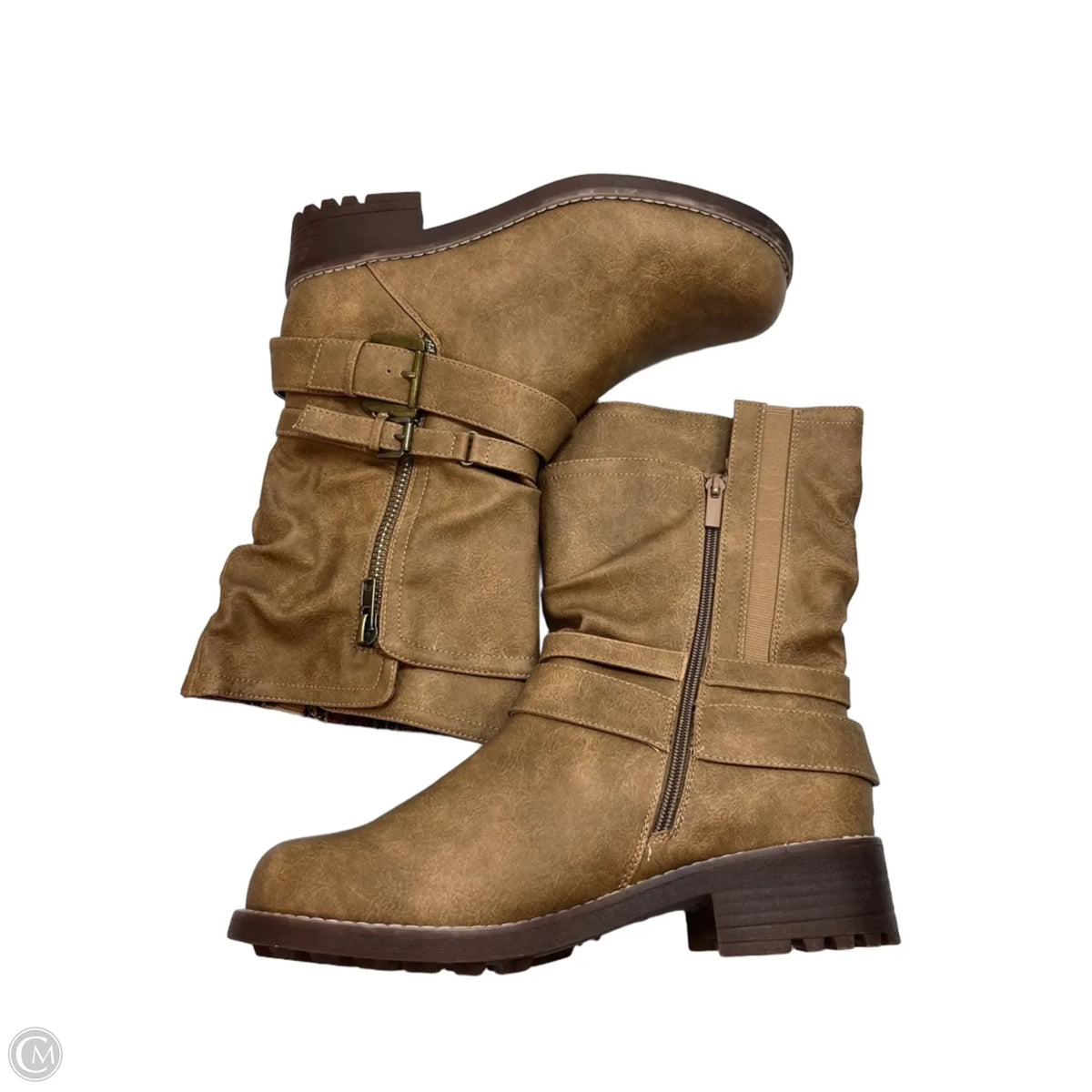 Boots Mid-calf Flats By Torrid In Brown, Size: 11.5