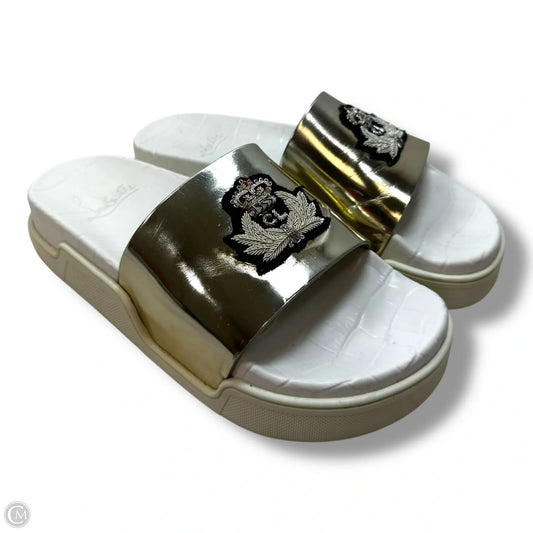 FINAL SALE - Sandals Luxury Designer By Christian Louboutin In White, Size: 39.5