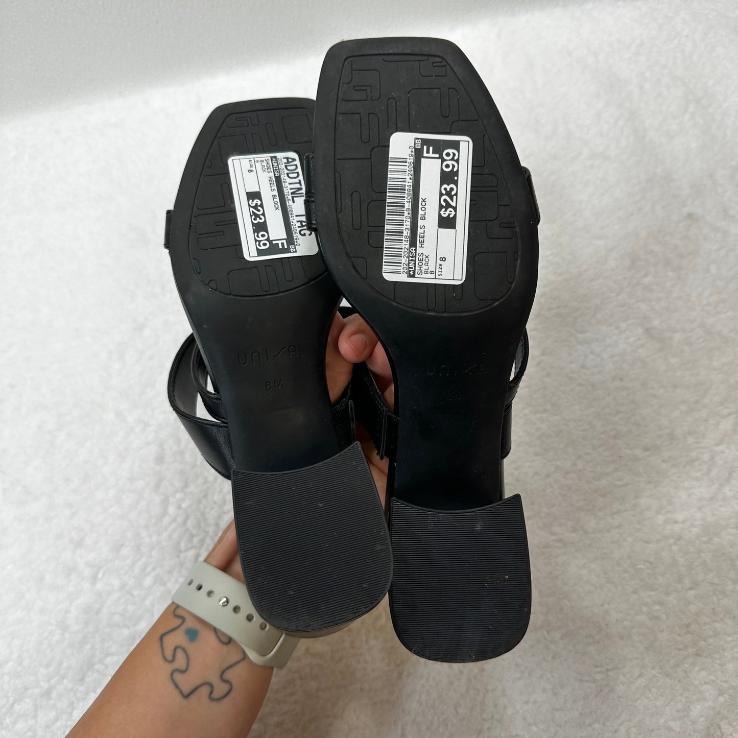 Black Shoes Heels Block Unisa, Size 8