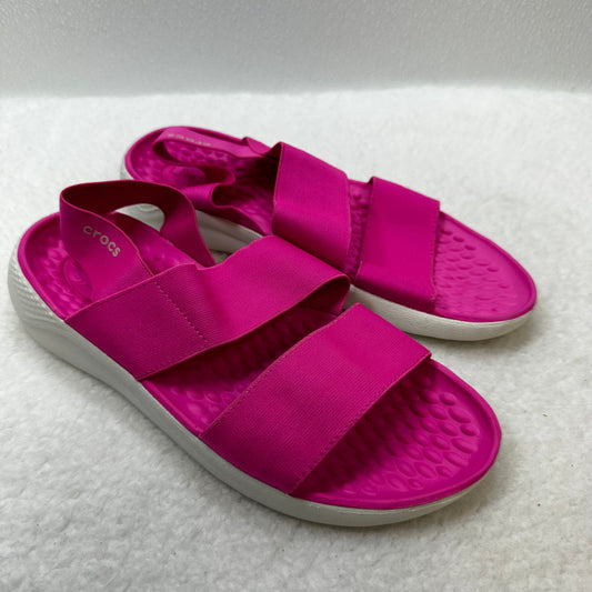 Pink Sandals Flip Flops Crocs, Size 7