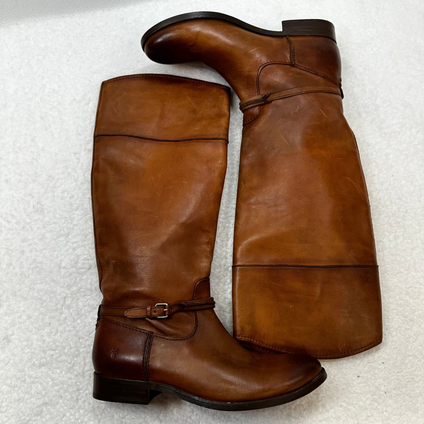 Brown Boots Knee Flats Frye, Size 7