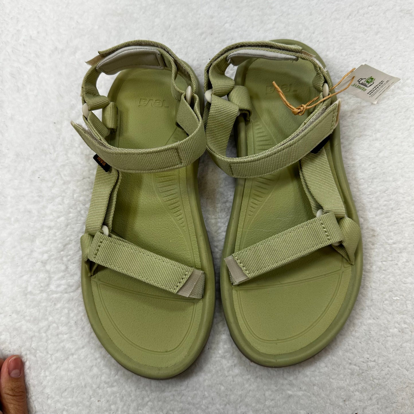 Green Sandals Flats Teva, Size 9
